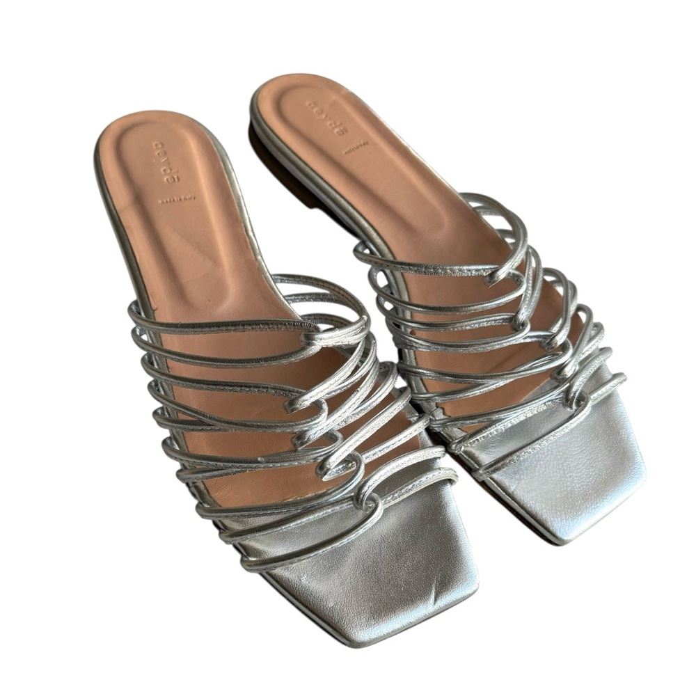 🆕 Aeyde Strappy Sandals Silver Leather - Picture 3 of 11